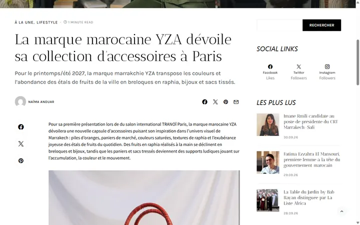 Actuelles — La marque marocaine YZA dévoile sa collection d’accessoires à Paris