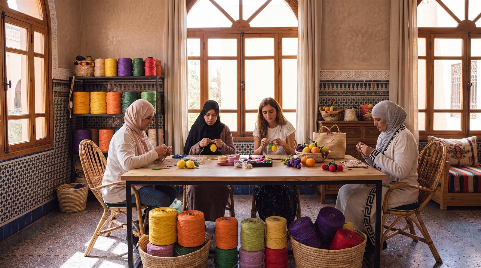 Détail d’artisanat à l’atelier YZA — mains au travail