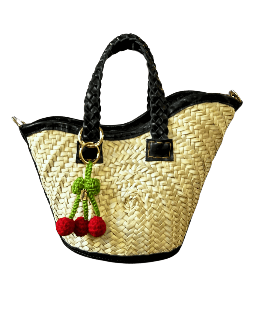 Porte-clés Cerise en crochet - handmade bag charm from Marrakesh