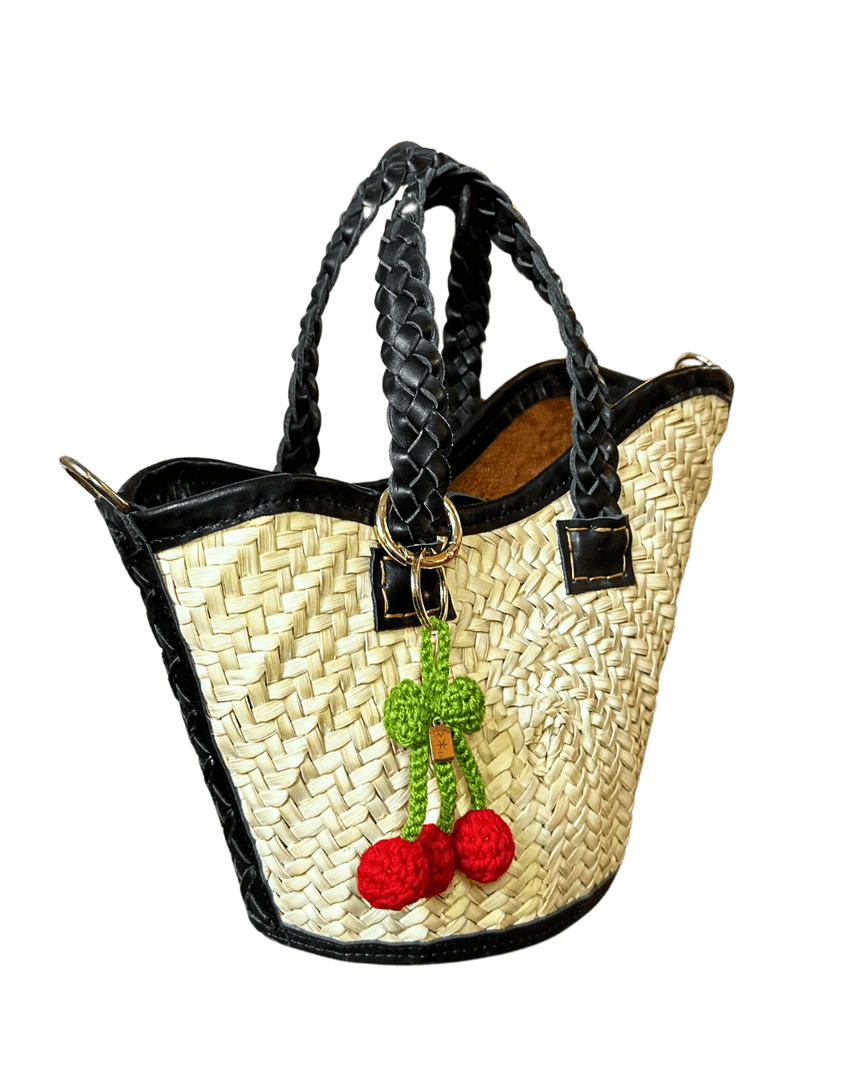 Porte-clés Cerise en crochet - handmade bag charm from Marrakesh