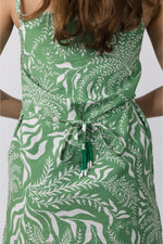 Charger l&#39;image dans la galerie, Robe Courte en Lin ajustable LEÏLALETTE-FLEURS DE PISTACHE
