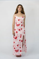 Charger l&#39;image dans la galerie, Robe Longue Lin Ajustable LEÏLA ,RED FLOWERS
