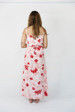 Charger l&#39;image dans la galerie, Robe Longue Lin Ajustable LEÏLA ,RED FLOWERS

