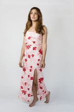 Charger l&#39;image dans la galerie, Robe Longue Lin Ajustable LEÏLA ,RED FLOWERS
