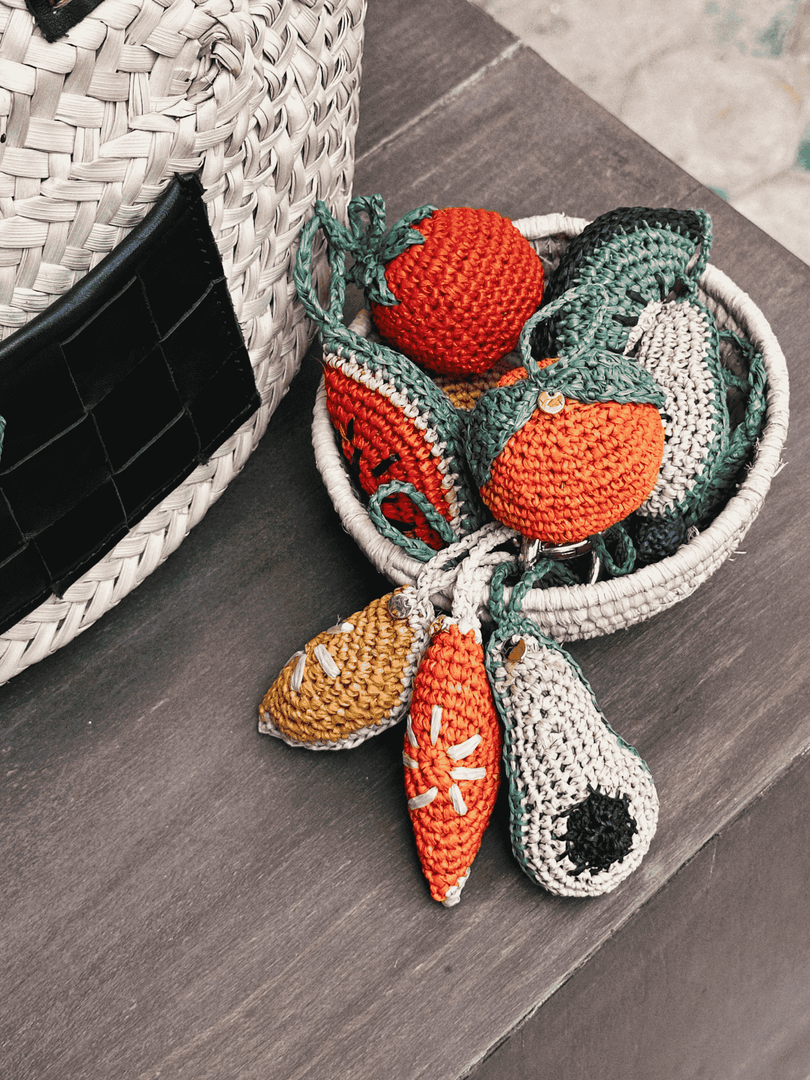 Avocado raffia Bag charm